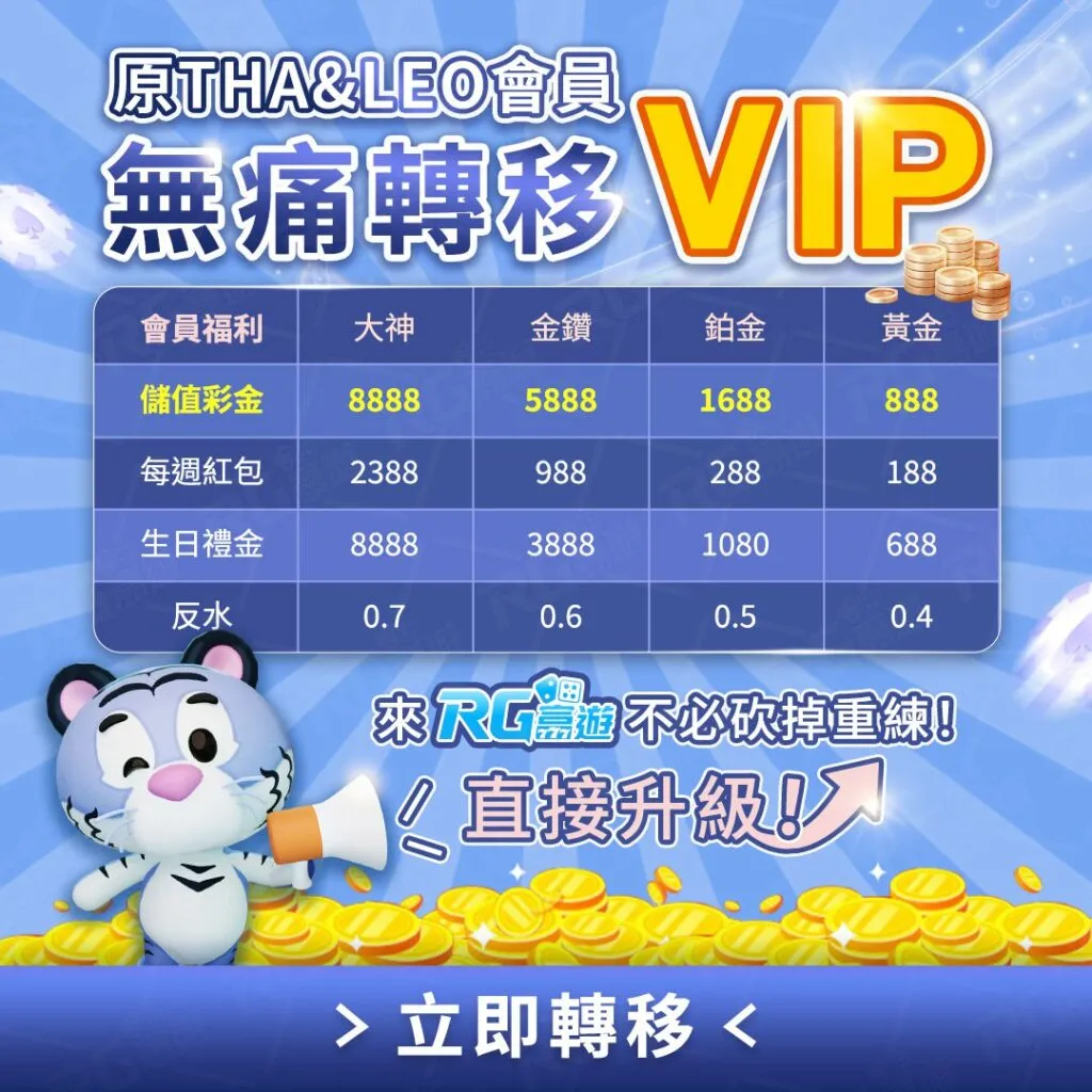 九州娛樂城VIP轉移優惠內容